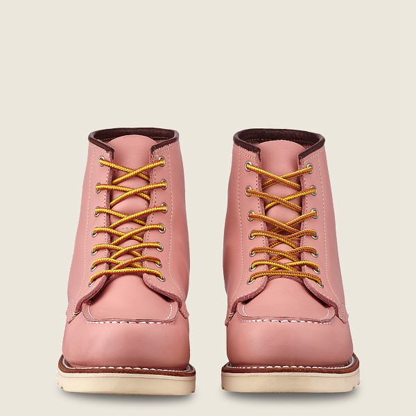 Womens Red Wing 6-inch Classic Moc - Short Boundary Leather - Heritage Boots Pink - XNV256840